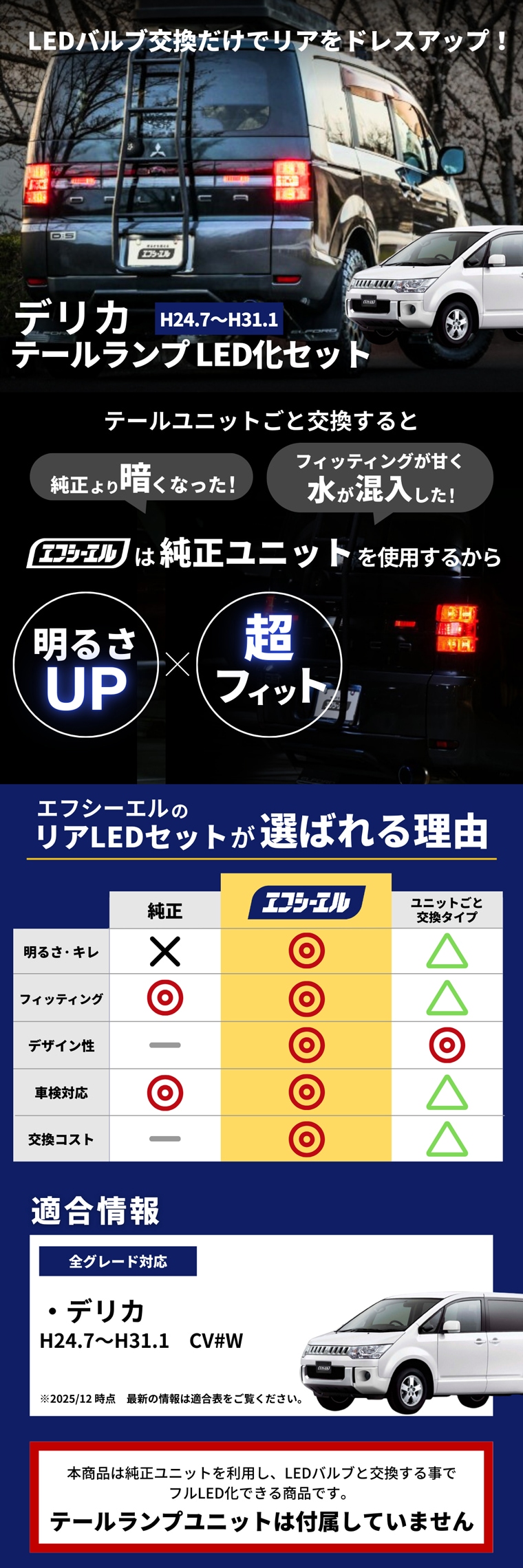 デリカD5 テールランプ 3点セット