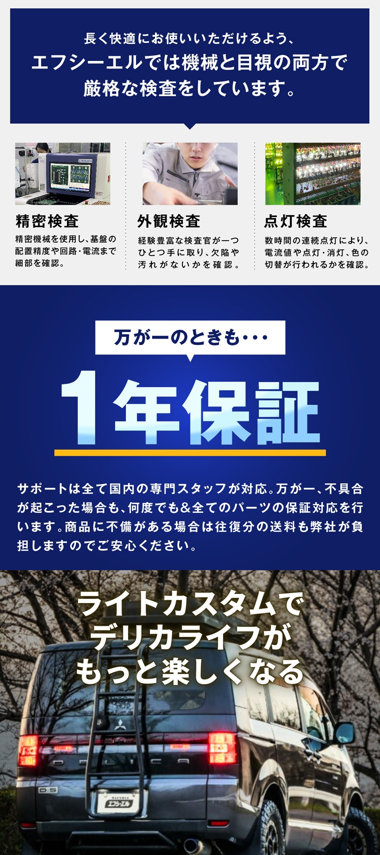 厳格な品質検査 1年保証で安心