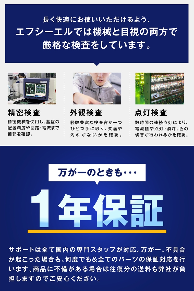 厳格な品質検査 1年保証で安心