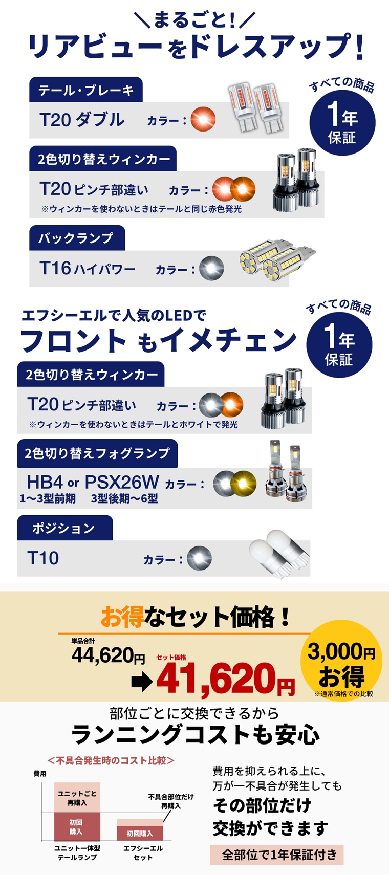 200系ハイエース 1〜6型用 テールランプ 6点セット