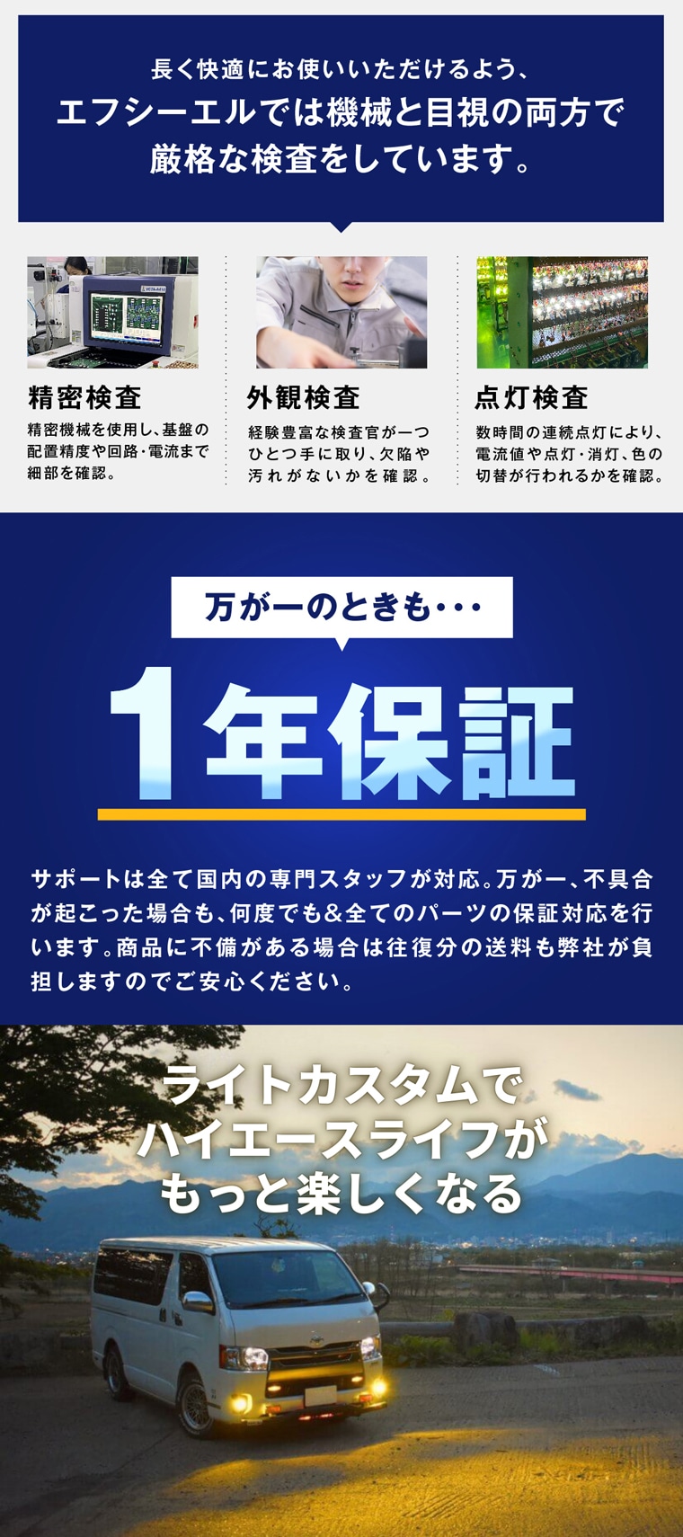 厳格な品質検査 1年保証で安心