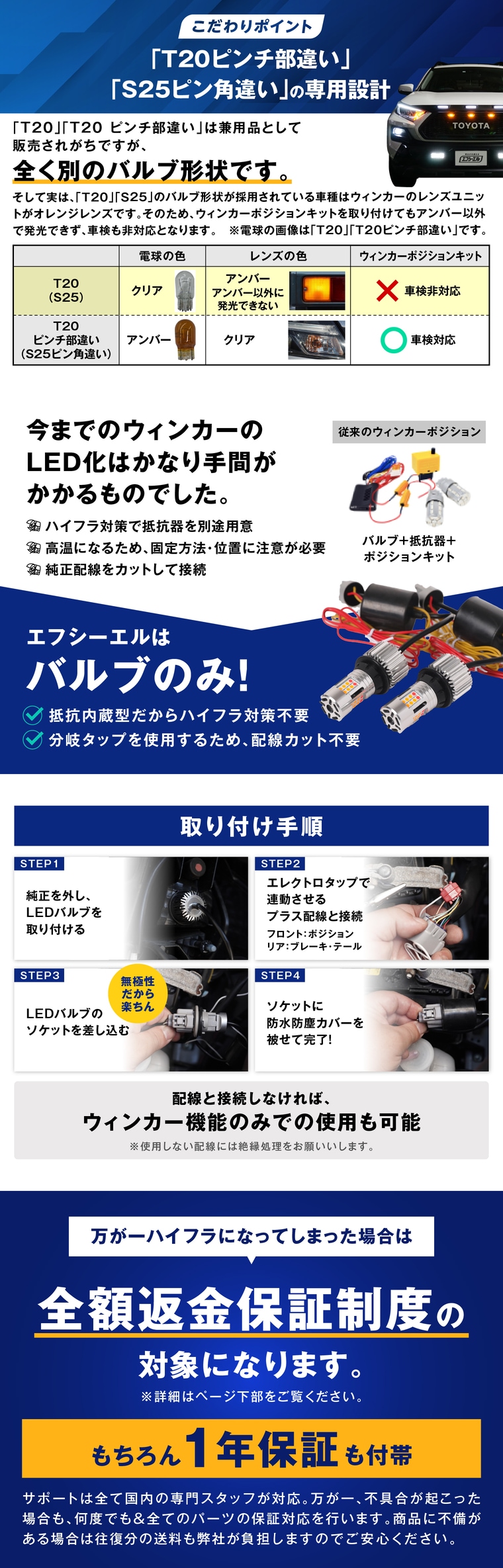 T20/S25ピンチ部違い対応抵抗内蔵ハイフラ防止