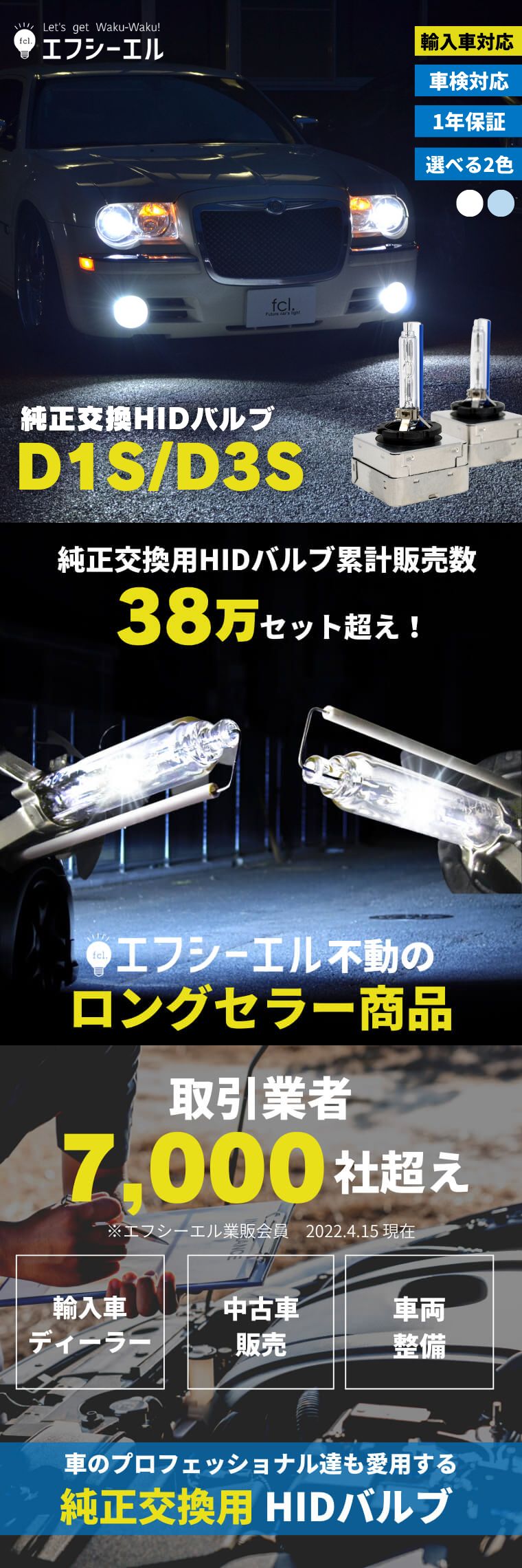 fcl.(エフシーエル) HB4 35W HID バルブ HIDキット ヘッドライト フォグランプ 8000K 12V 車専用 左右分2セッ - 8