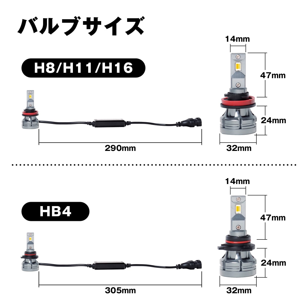 LED HB4 H8 H11 H16  3色切り替え　ワンオフ20000lm