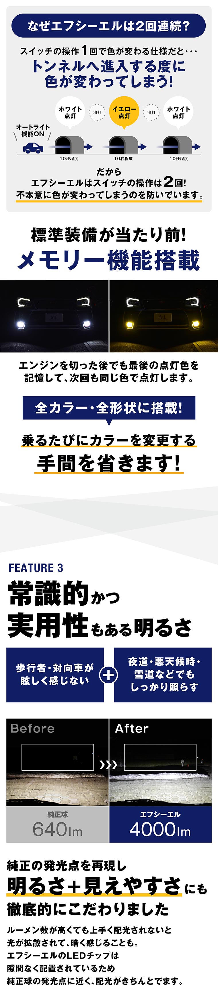 エフシーエル メモリー機能搭載 実用性 見えやすい 純正同等発光