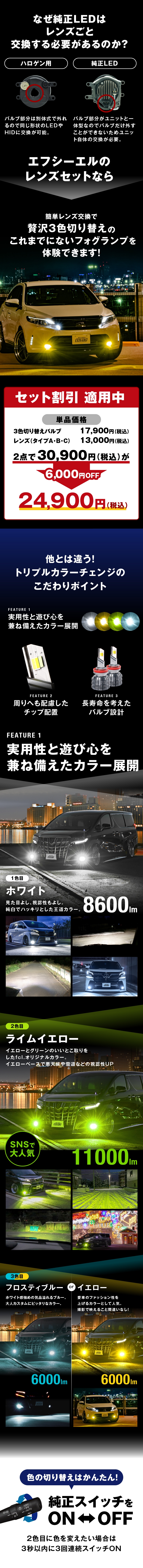 3色切替 エフシーエル レンズセット セット割引