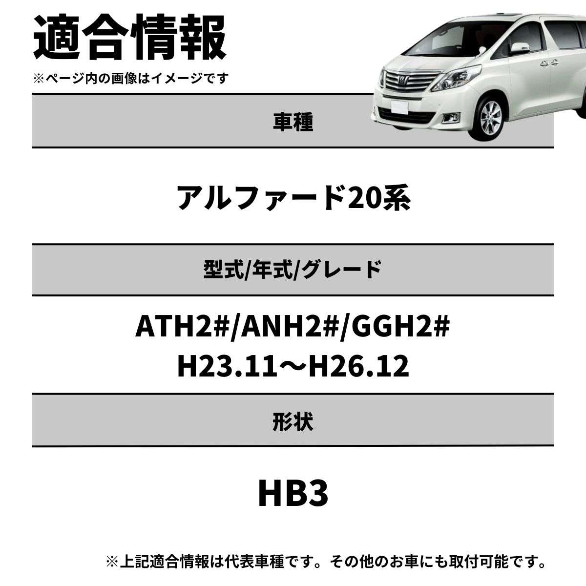 hb3 led アルファード ATH2#/ANH2#/GGH2# H23.11～H26.12 ハイビーム 