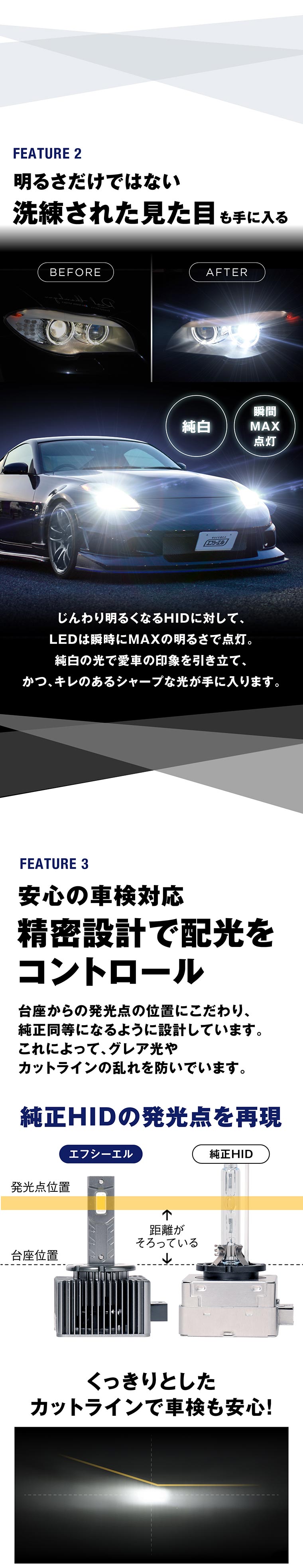 6000K相当のホワイトで車検対応 