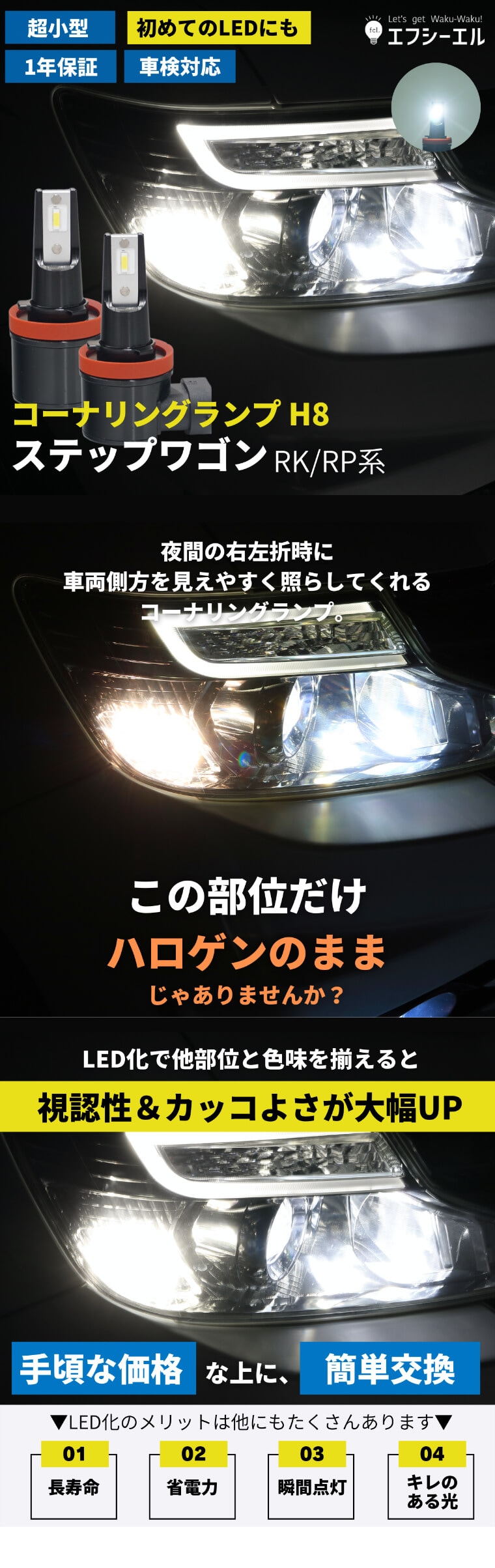 コーナリングランプ ステップワゴン専用 RK/RP系【公式通販】fcl. 車のLED専門店