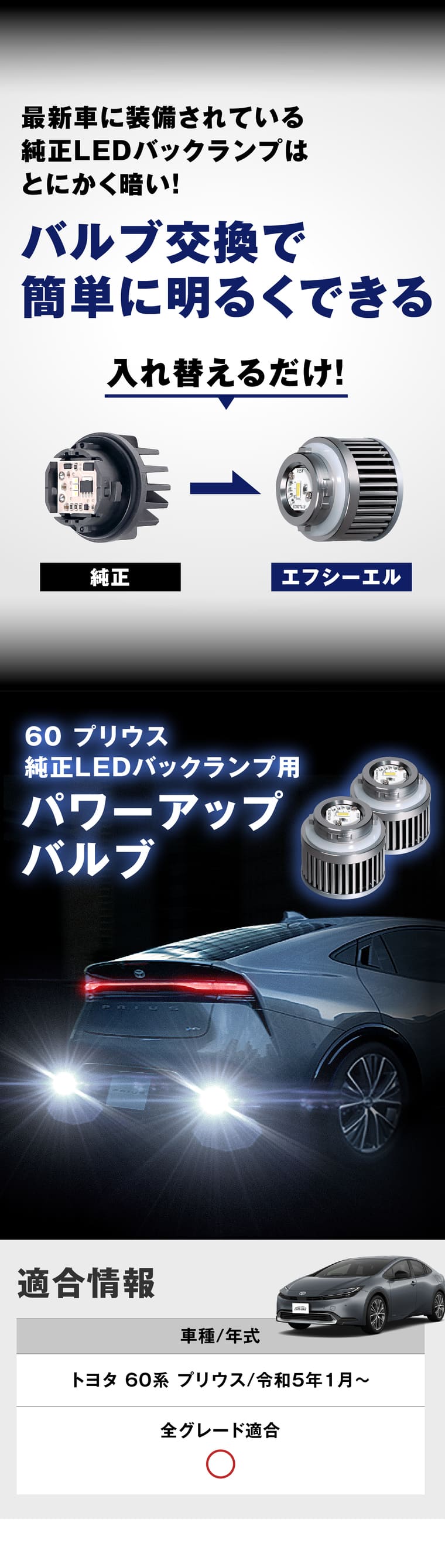 バルブ交換で明るく出来る 入れ替えるだけ エフシーエル プリウス パワーアップバルブ