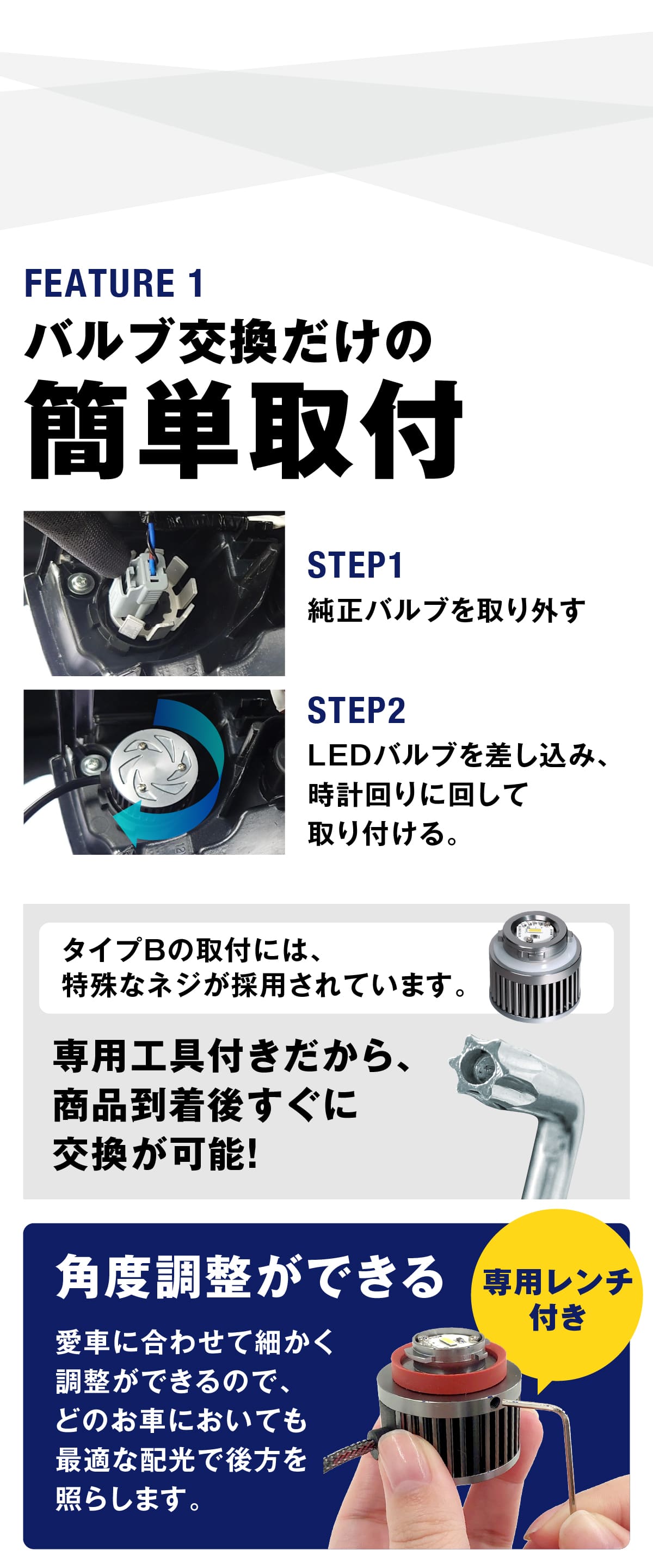 専用工具 角度調整 専用レンチ 最適配光