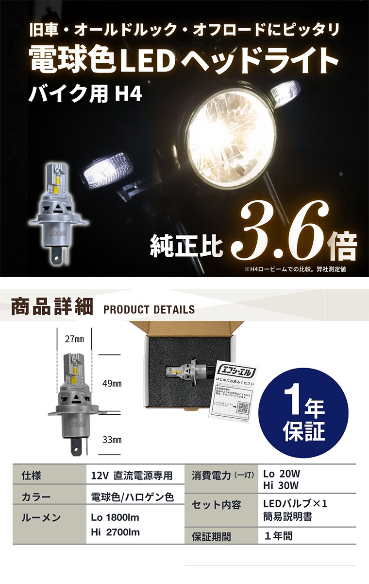 雨の日も見やすい電球色LEDヘッドライト 視認性と耐久設計