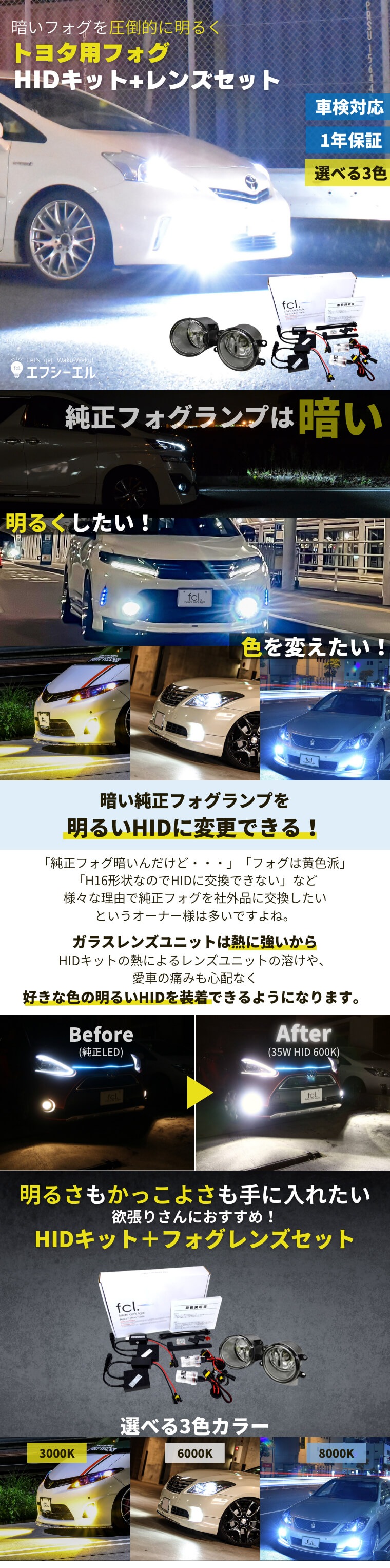 ガラスレンズユニット HIDキットセット【公式通販】fcl. 車のHID専門店