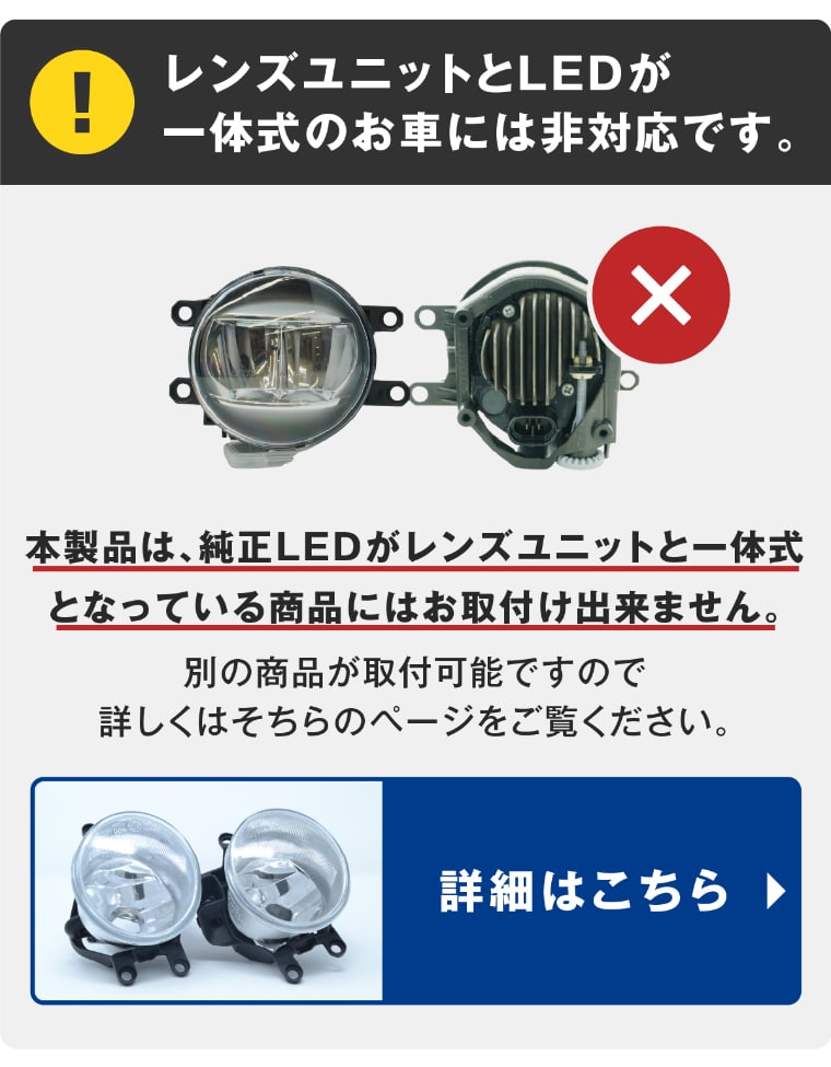 レンズユニットとLEDが一体式のお車には非対応 レンズユニットセットはこちら