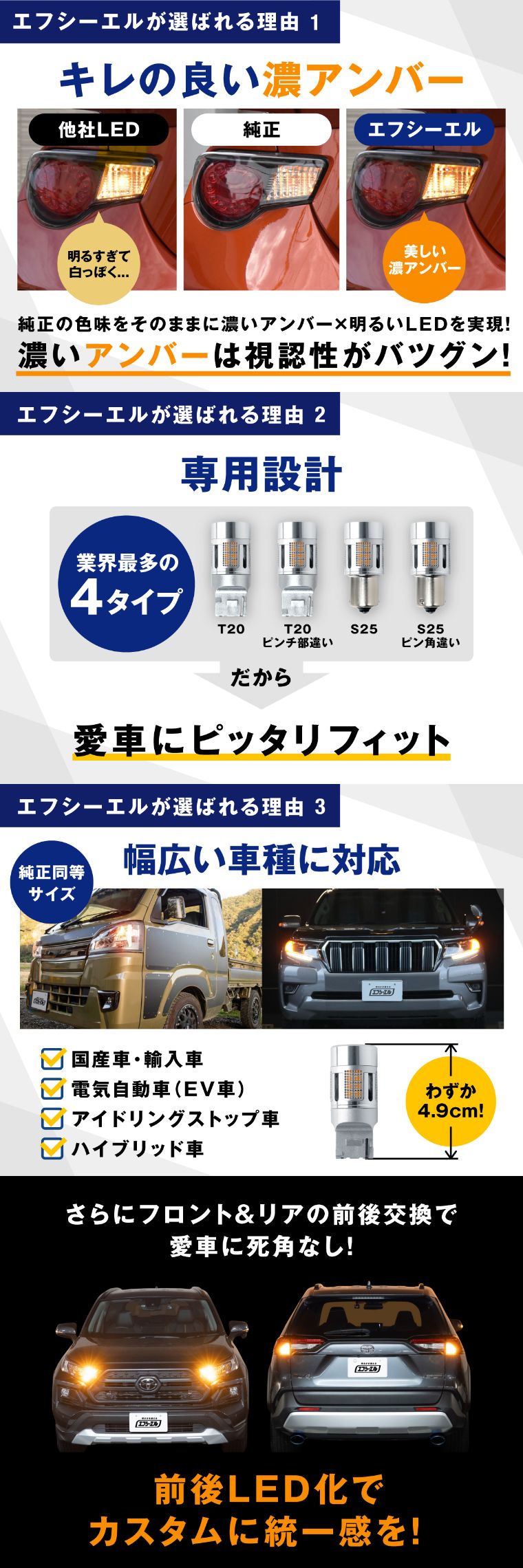 LEDウィンカー T20 S25 濃いアンバー 車検対応