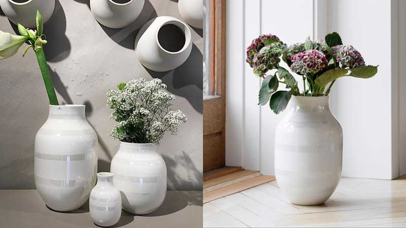 Omaggio(オマジオ）フラワーベース H=31cm パールホワイト 花瓶 Kähler(ケーラー）北欧デンマーク