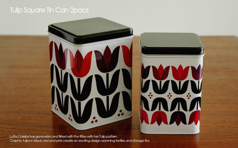 Tulip Square Tin Can チューリップ キャニスター缶 2個セット Sagaform サガフォルム 北欧キッチン雑貨