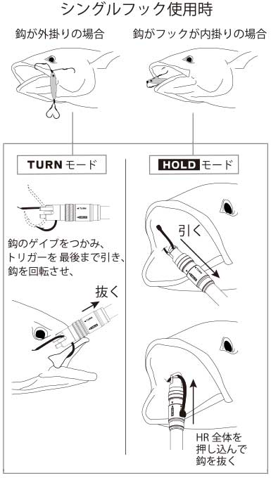 シングルフック使用時