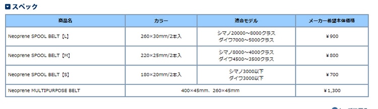 スタジオ　オーシャンマーク　ネオプレーンスプールベルト