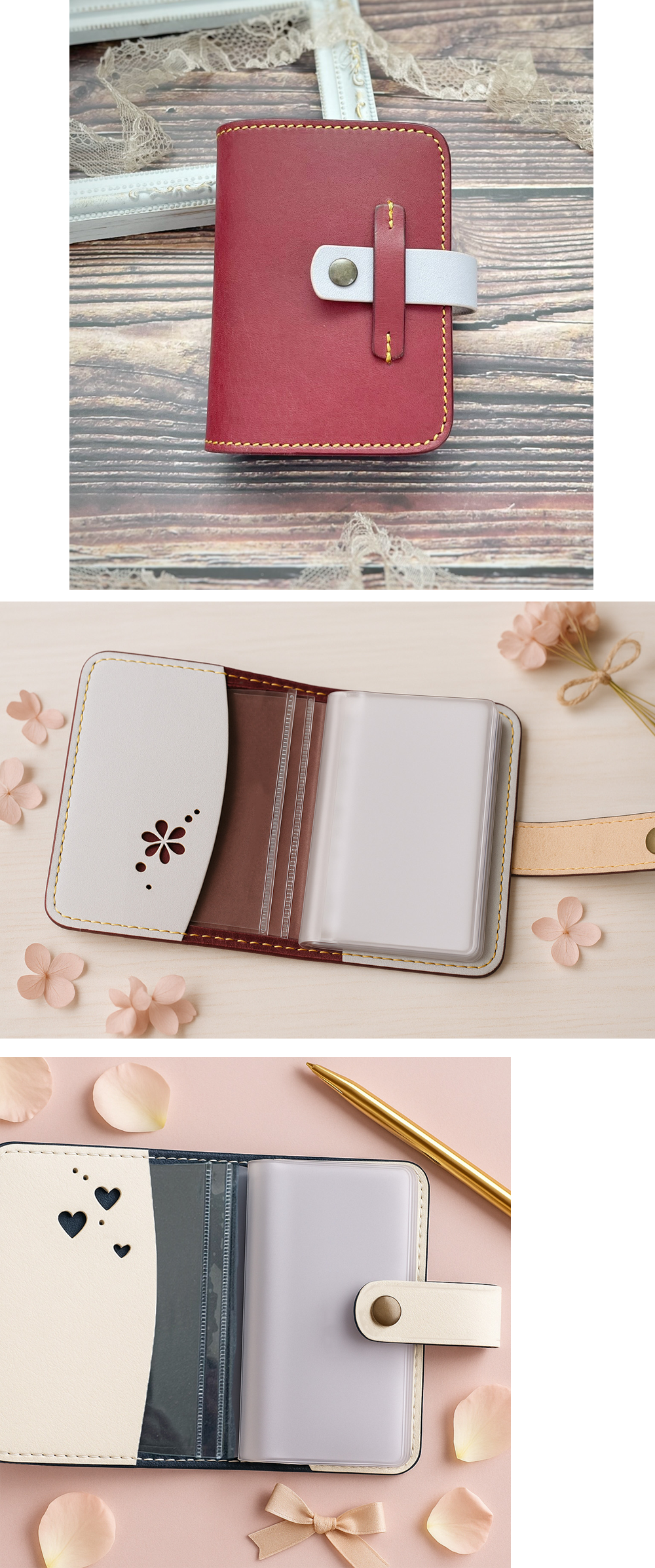 本革カードケース＊クリアホルダー｜革小物オーダーメイドのお店fleur