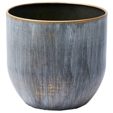 ゴールドホワイトな底面が曲線の鉄製花器