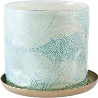 DGガラスナローポット&ソーサーφ10xH10 ミストホワイト