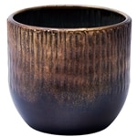 底面が曲線を描いたブラックとブラウンの鉄製フラワーベースの単体画像