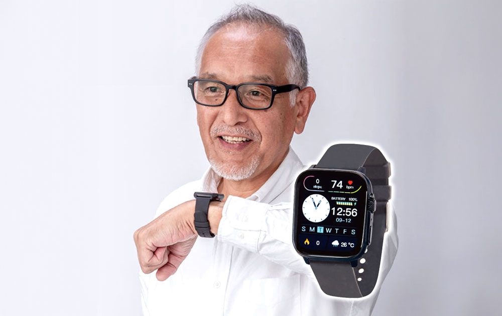 ファミラ 通話 SOS機能付き大画面スマートウォッチ ACアダプター付き