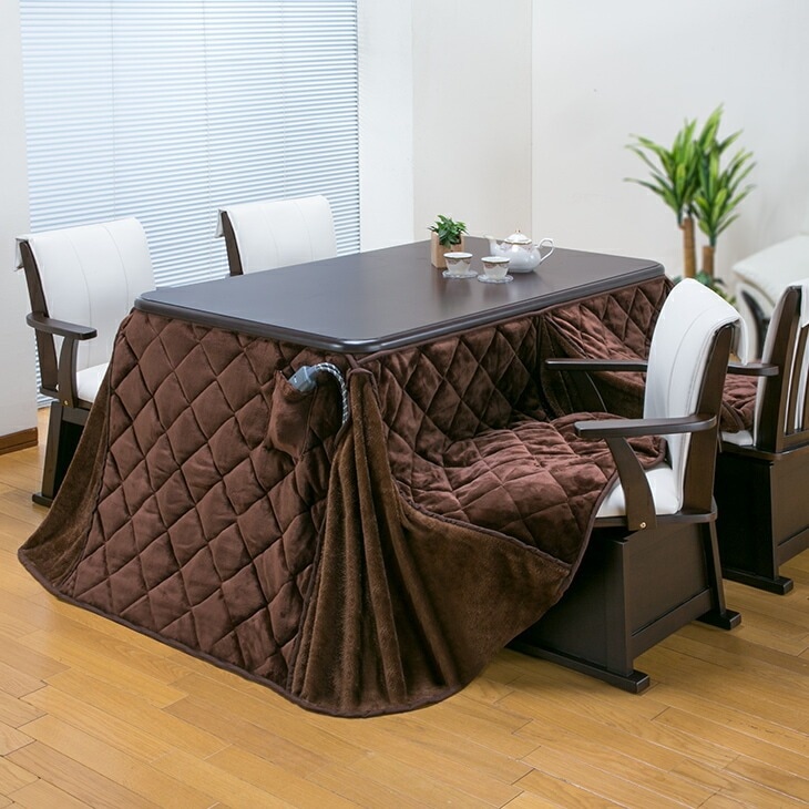 ダイニングこたつシリーズ 天然木肘付き回転こたつチェア2脚組