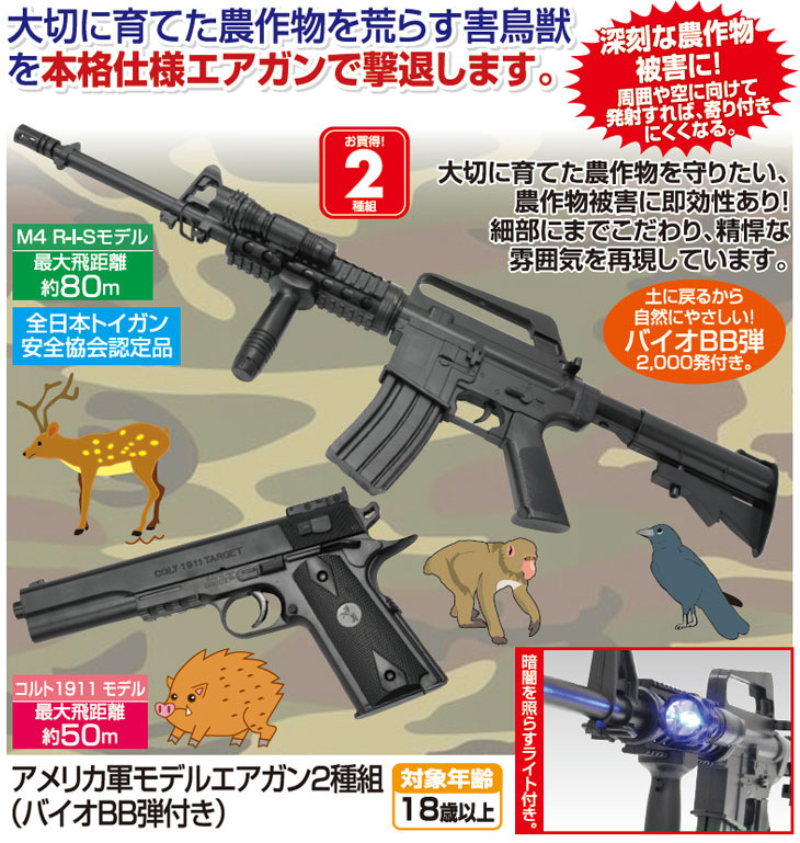 アメリカ軍モデルエアガン2種組 バイオBB弾付き | ファミラの通販