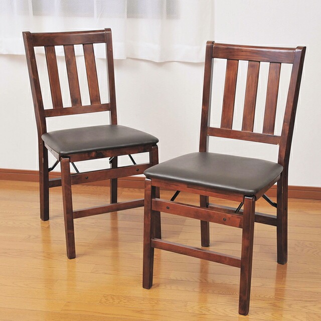 木製 軽量 折りたたみ椅子 いす チェア  天然木ラバーウッド ブラウン