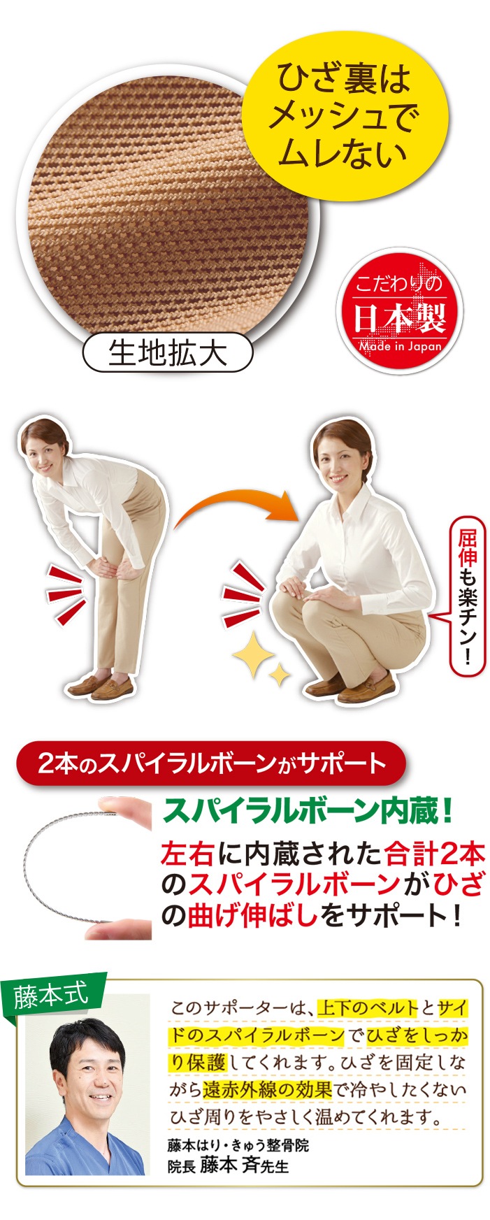 藤本式遠赤外線ひざサポーター 2枚組 同サイズ｜ファミリー・ライフ