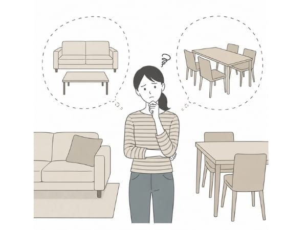ソファとダイニングで部屋が狭い