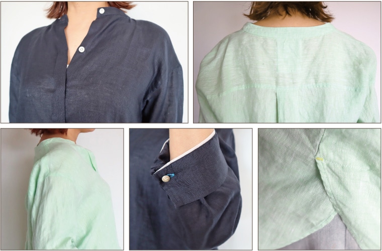 新品□BLUE FRONCE/ リネンブラウス Blue fronce ブルーフロンセ バックカシュクールリネンブラウス