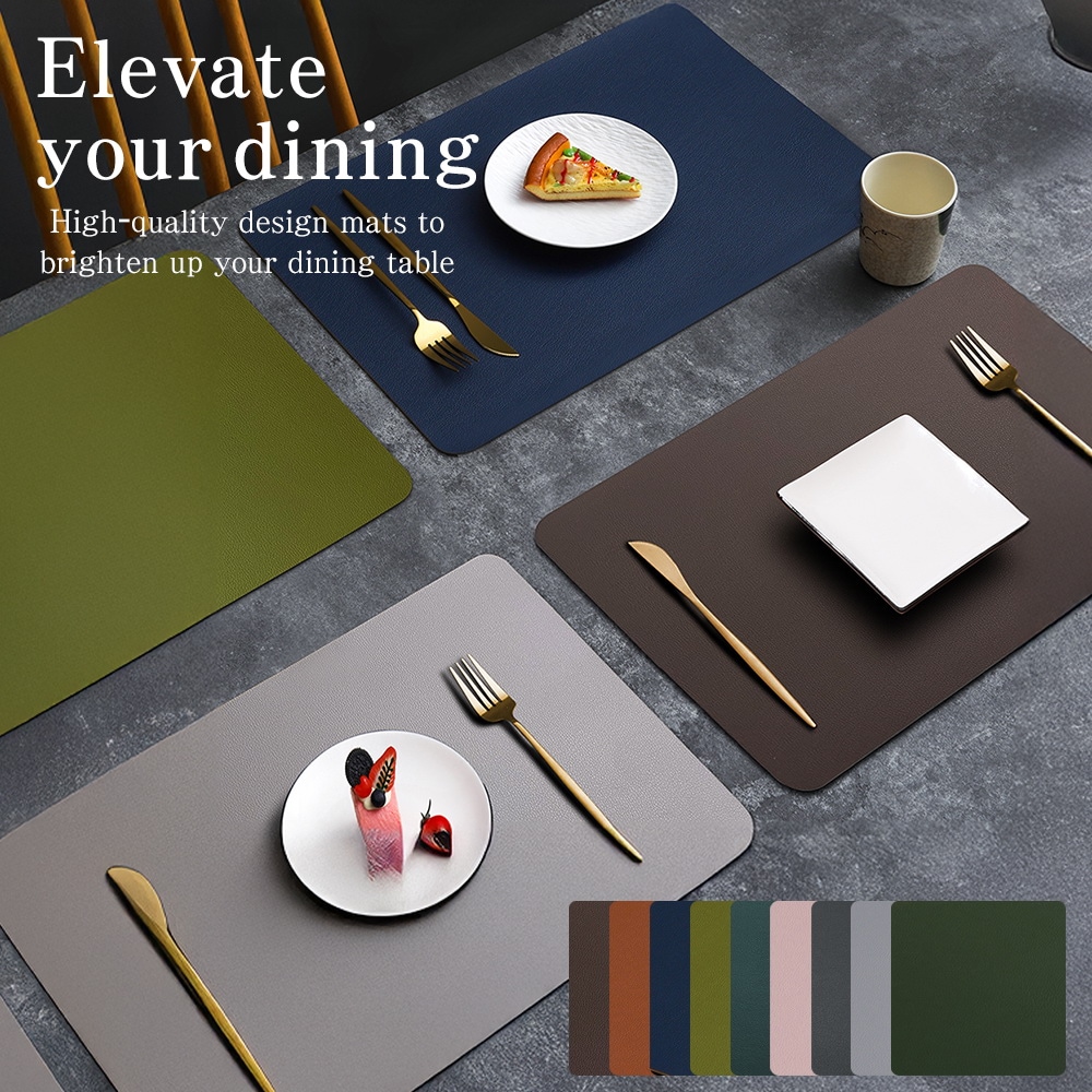 ランチョンマット 12枚セット ブルー おしゃれ PU レザー 革 食卓 両面