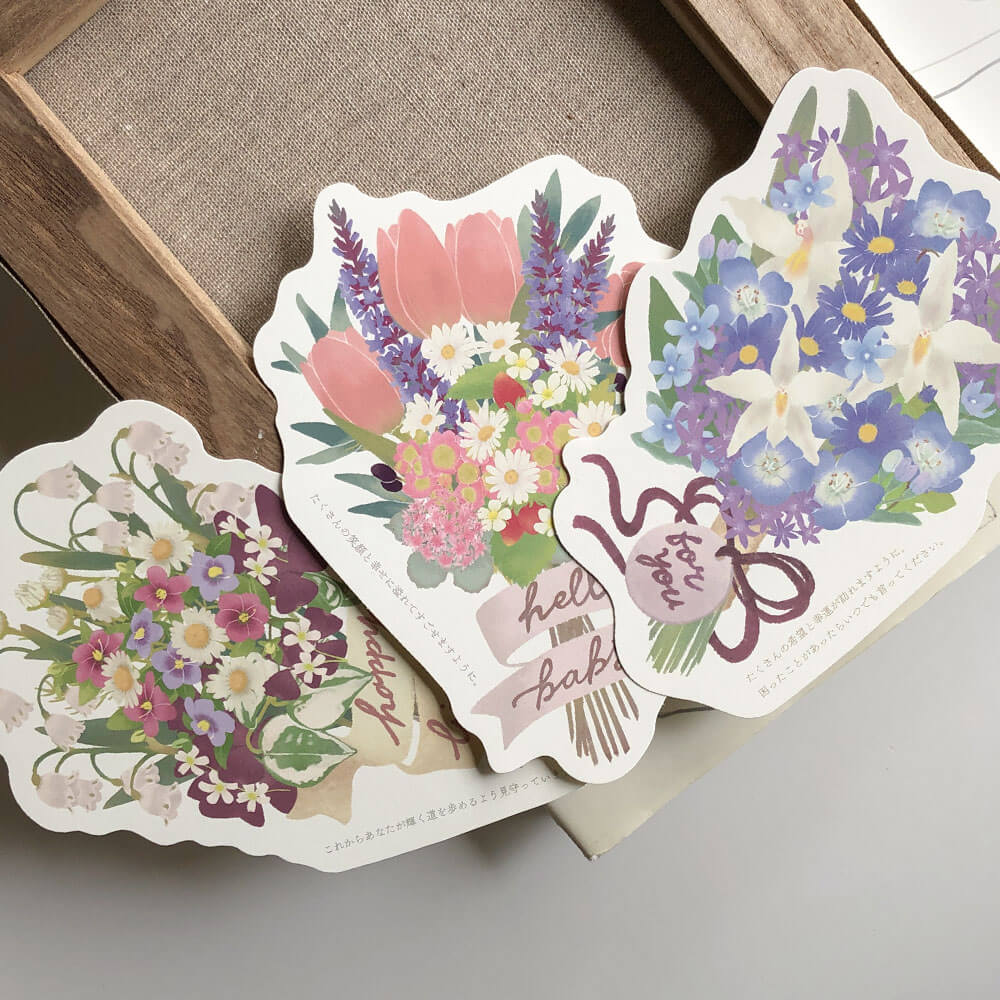 大切なギフトに添える花束のカード