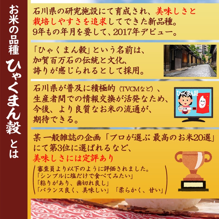 新米 石川県産ひゃくまん穀 白米 10kg(5kg×2袋) 令和4年産｜全ての商品 