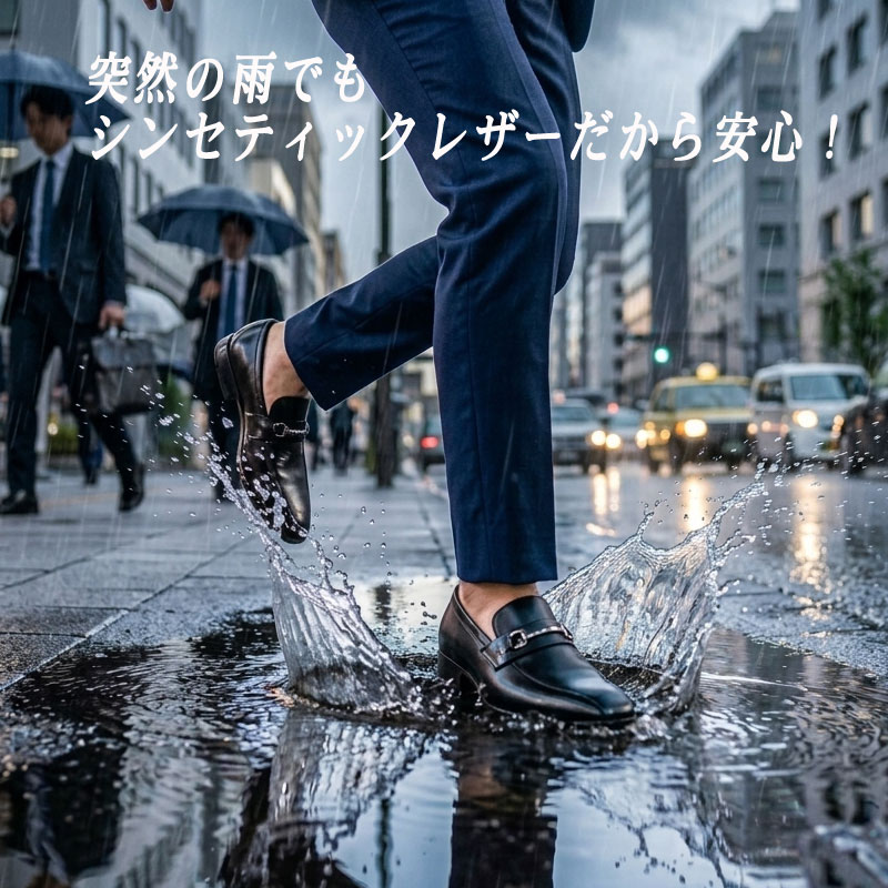 ビジネスシューズ メンズ ビットローファー スリッポン 幅広 3E 撥水