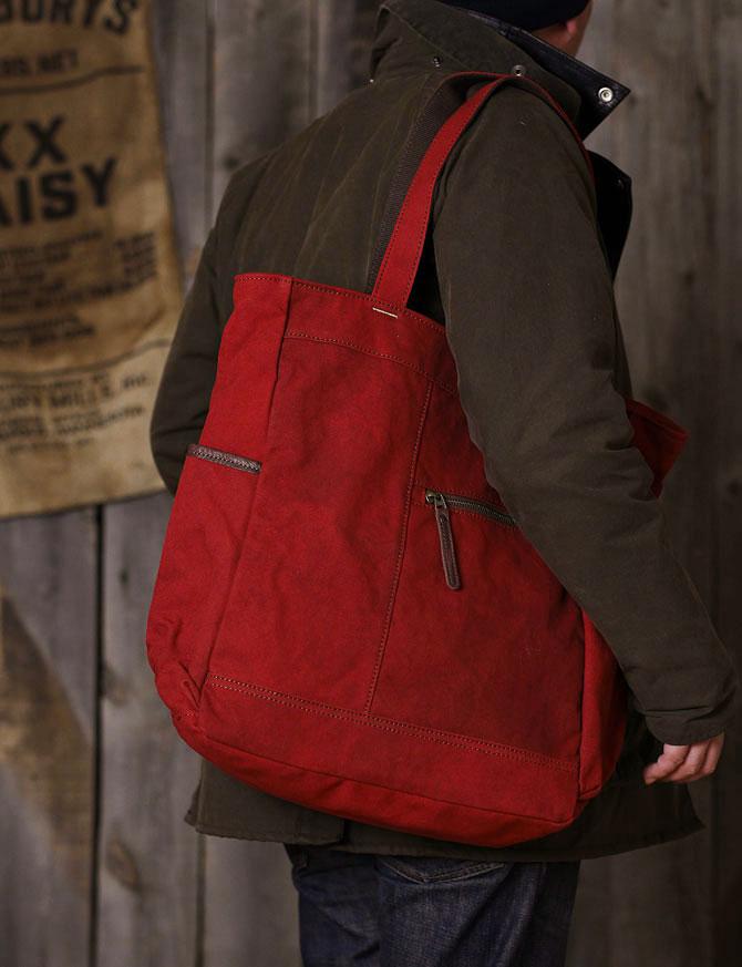 香久山鞄 赤さび染め帆布タケノコショルダー ネイビー - ショルダーバッグ