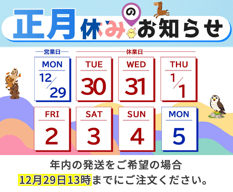 年末年始休みのお知らせ