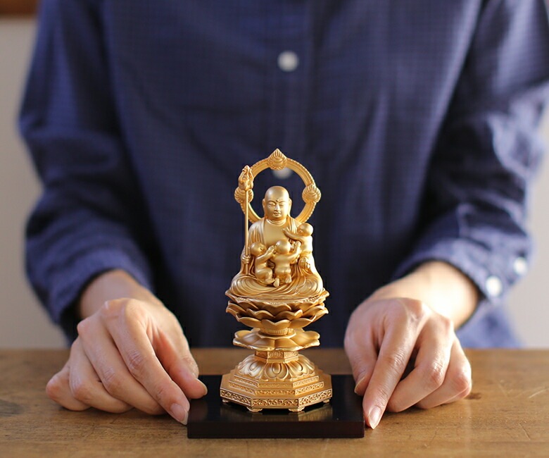 仏像】 子安地蔵菩薩坐像 15.0cm (33-3) （純金メッキ） | 仏具,仏像