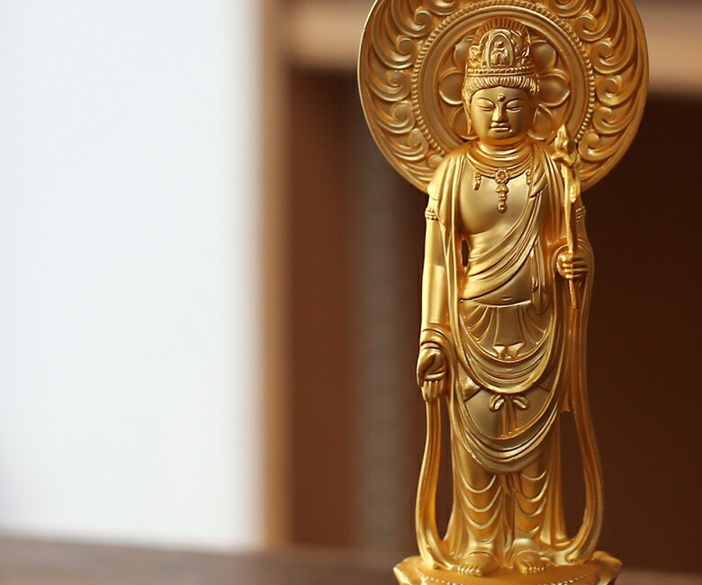 仏像】 聖観音菩薩 15.0cm （純金メッキ） | 仏具,仏像(金属製 