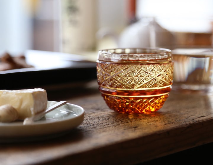 小樽切子 燦ぐい呑み 金赤琥珀 深川硝子工芸 | メーカー別,は行,深川