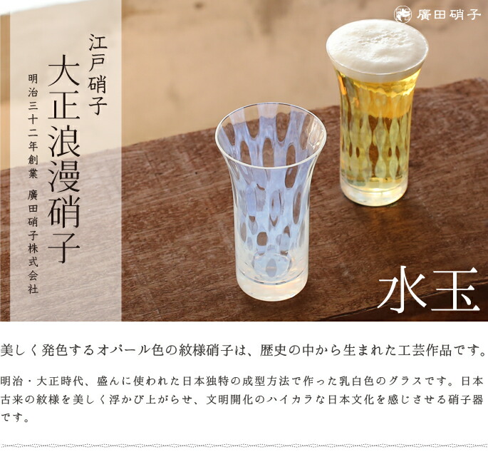 グラス・コップ　一口ビールグラス　水玉　大正浪漫硝子　廣田硝子