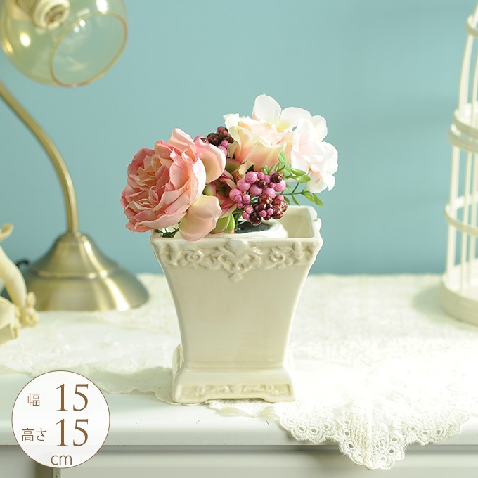 フランス王室風フラワーベース ショート S 陶器 白い花瓶 北欧 プランターポット ヨーロピアン 西洋 おしゃれ インテリア 白色 美しく すべての商品 ガーデン用品屋さん