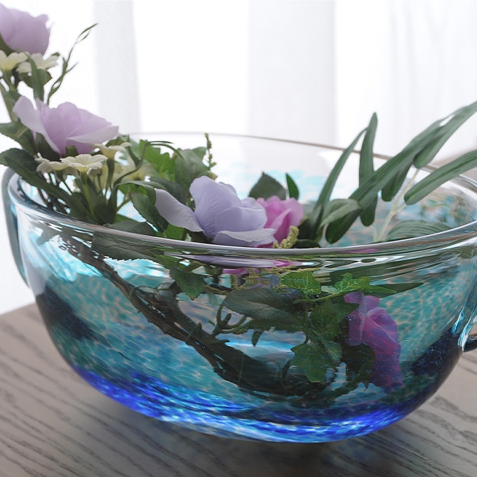 生け花 花器 水盤 深緑の入り口 ガラス 高級おしゃれ 日本製 大きな