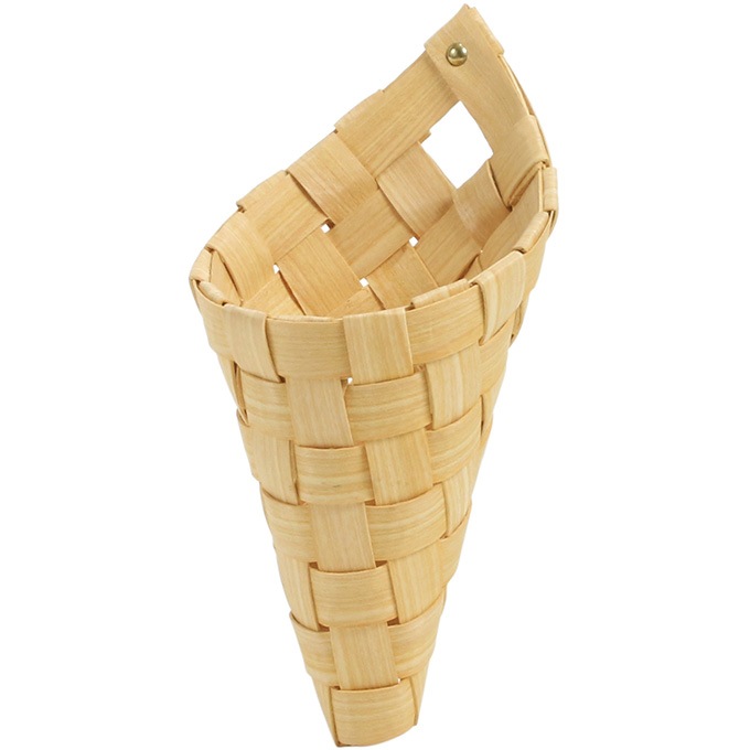 手作り編みバスケット ナチュラル 壁掛け コーン型 S カゴ 小物 収納インテリア おしゃれ 装飾 室内 飾り 玄関 かわいい 自然 天然 やすらぎ ガーデニング 鉢カバー バスケット ガーデン用品屋さん