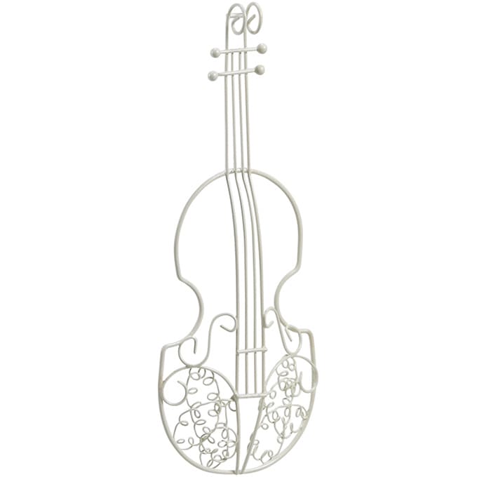 ワイヤーオブジェ ピアノ バイオリン 半立体型 ホワイト L 音楽 オブジェ壁掛け 飾り かわいい 楽器 アイアン 雑貨 ガーデニング 装飾 ミュージック 演奏 おしゃれ すべての商品 ガーデン用品屋さん