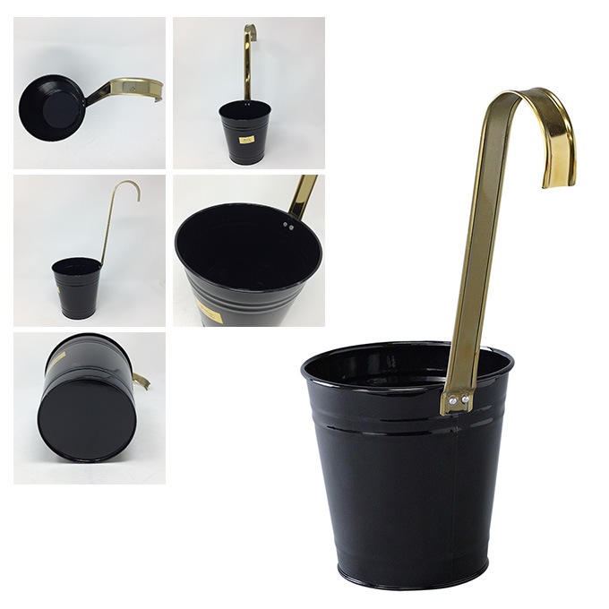 豪華なモノクロ ハンギングポット L 鉢カバー ブリキプランターポット 