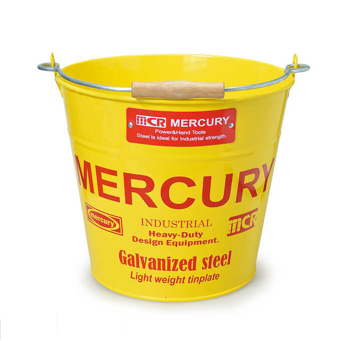 バケツ ブリキ おしゃれ ハンドル Mercury ブリキバケツ 直径28cm イエロー 取っ手 シンプル 容器プランターカバー ガーデン 収納 インテリア 小物入れ 鉢カバー ガーデン雑貨 オーナメント 置物 ガーデン用品屋さん